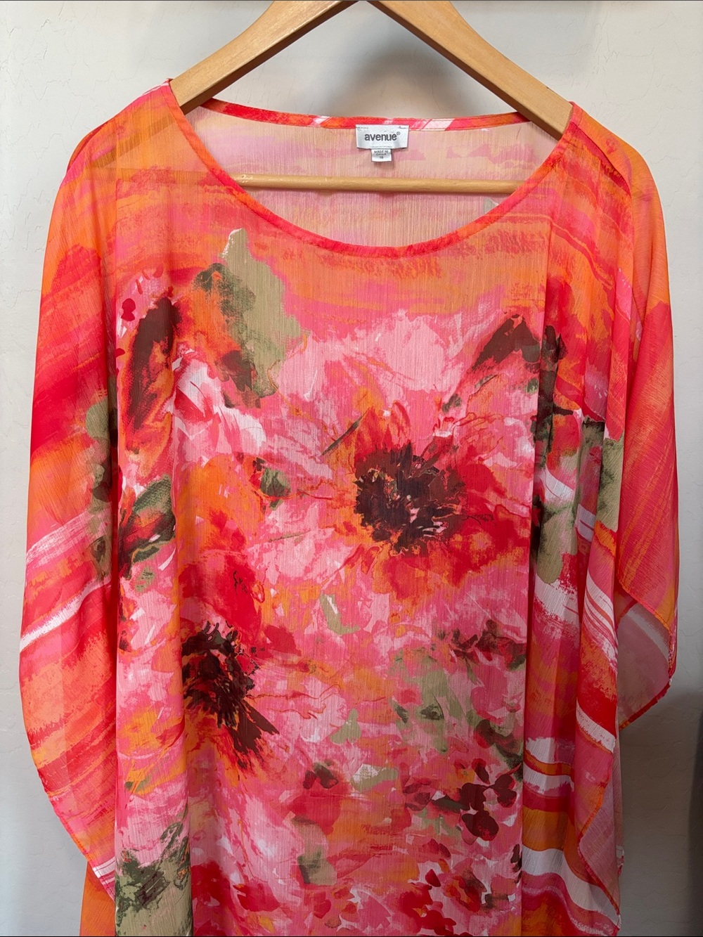 Avenue Floral Sheer Tunic in Pink and Coral